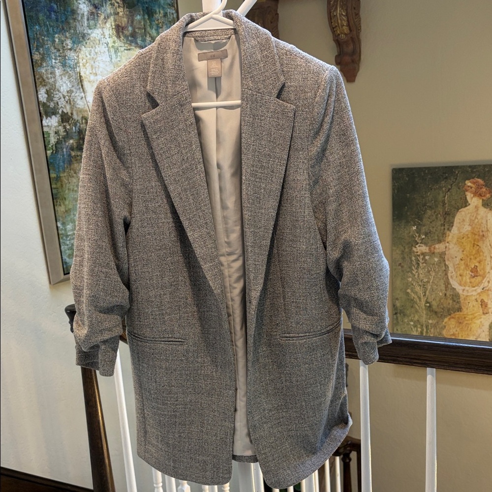 H&M Light Gray Women's Blazer - Soft Textured Finish
